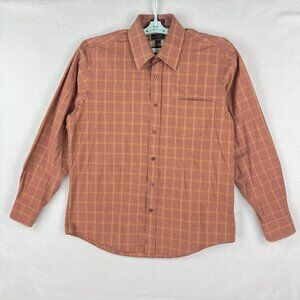 James‎ Tattersall Men's Long Sleeve Buttons  Orange Plaid Shirt Size XL